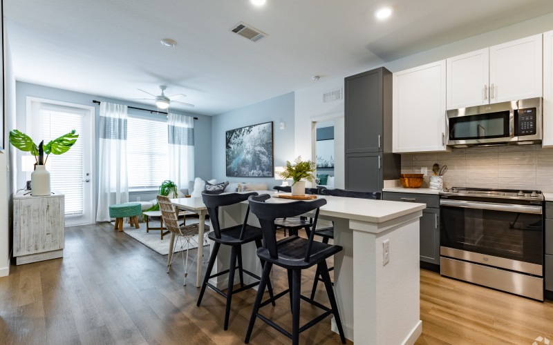 Well-lit kitchen with ample counter space