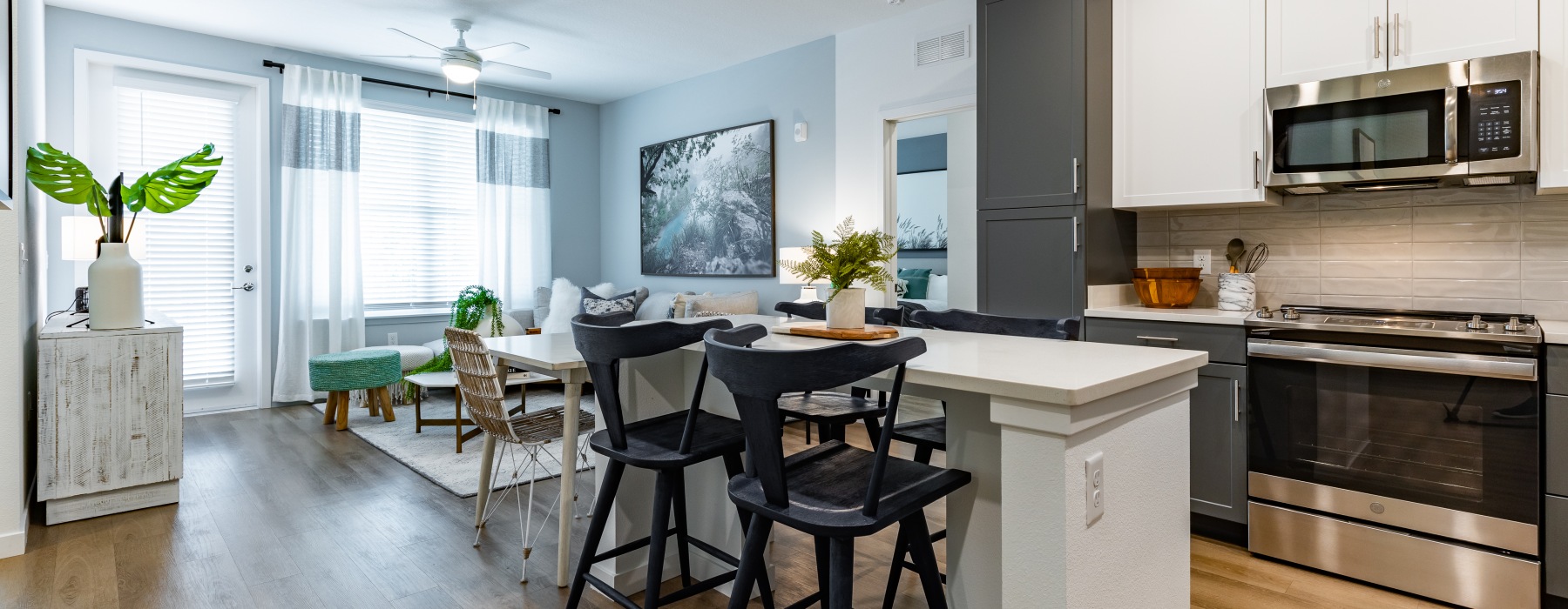 Well-lit kitchen with ample counter space